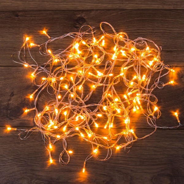  Гирлянда светодиодная универсальная 100LED тепл. бел. 10м провод прозр. с контроллером Neon-Night 303-063 