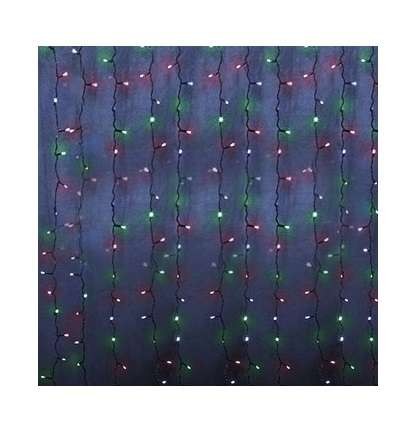  Гирлянда "Светодиодный дождь" с контроллером 1.5х1м 96LED мульти. прозр. провод 8Вт 230В IP20 NEON-NIGHT 235-029 