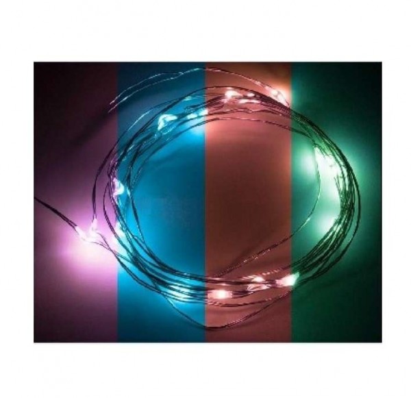 Гирлянда "Роса" 2м 20LED RGB 5Вт 4.5В IP20 прозр. провод (2хCR2032 в комплекте) NEON-NIGHT 303-009 