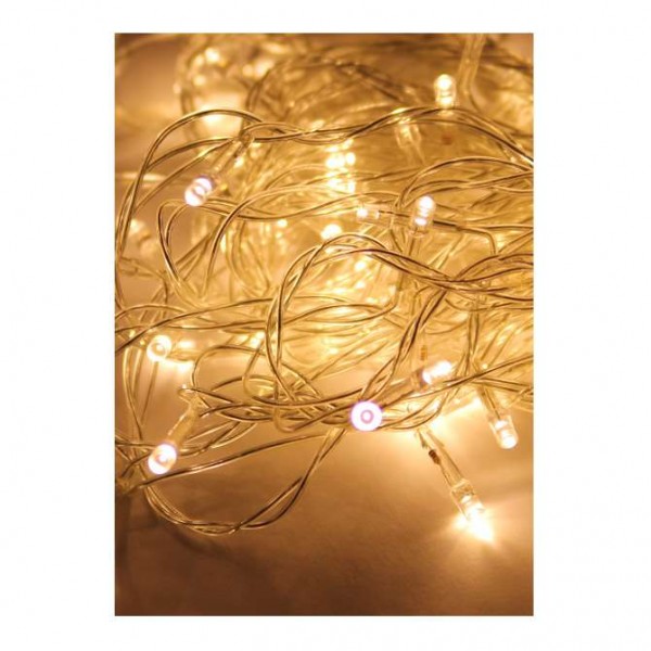  Гирлянда светодиодная 120LED бел. прозр. провод 12.8м (11.3+1.5) 8 режимов мигания IP20 тепл. бел. Космос KOC_GIR120LED_W 