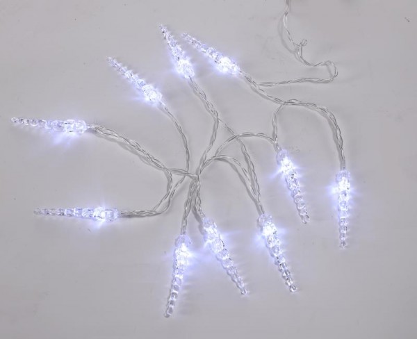  Гирлянда светодиодная "Сосульки" 1.5м 10LED бел. провод прозр. 2хAA (батарейки не в комплекте) Neon-Night 303-094 