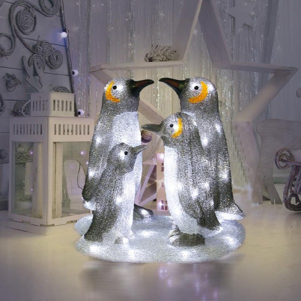  Фигура светодиодная акриловая "Семья пингвинов" 40х33х36см 80LED IP65 понижающий трансформатор в комплекте Neon-Night 513-202 