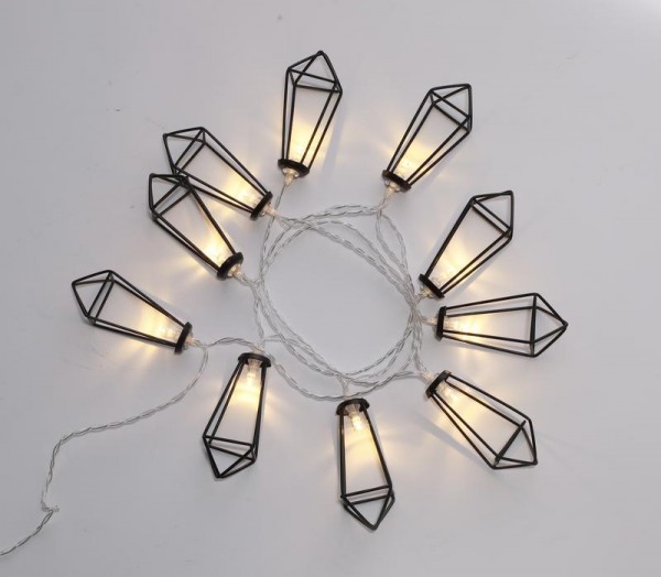  Гирлянда светодиодная "Кристаллы" черн. 1.5м 10LED тепл. бел. провод прозр. 2хAA (батарейки не в комплекте) Neon-Night 304-017 