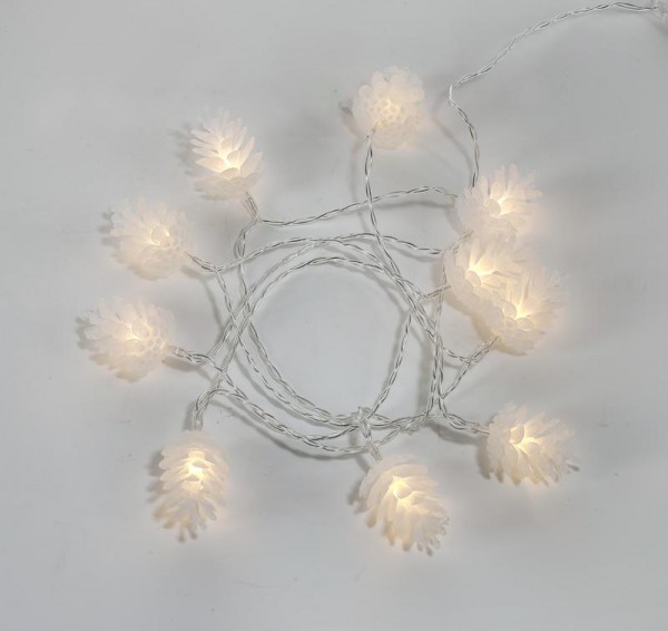  Гирлянда светодиодная "Шишки" 1.5м 10LED тепл. бел. провод прозр. 2хAA (батарейки не в комплекте) Neon-Night 303-098 