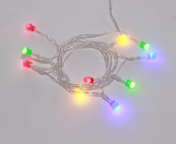  Гирлянда светодиодная "Шарики" 1.5м 10LED мультиколор провод прозр. 2хAA (батарейки не в комплекте) Neon-Night 303-092 
