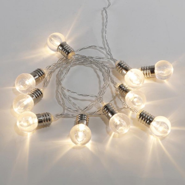  Гирлянда светодиодная "Лампочки" 1.6м 10LED тепл. бел. провод прозр. 2хAA (батарейки не в комплекте) Neon-Night 304-015 
