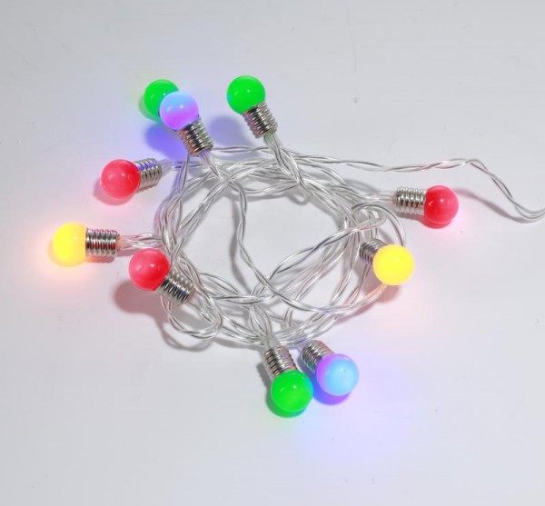 Гирлянда светодиодная "Мини-лампочки" 1.5м 10LED мультиколор провод прозр. 2хAA (батарейки не в комплекте) Neon-Night 303-074 
