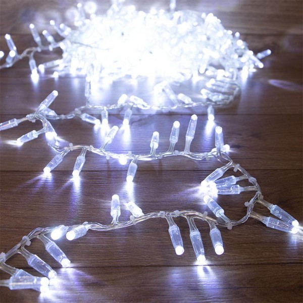  Гирлянда "Кластер" 10м 400LED бел. IP65 провод прозр. соединяемая Neon-Night 303-645 