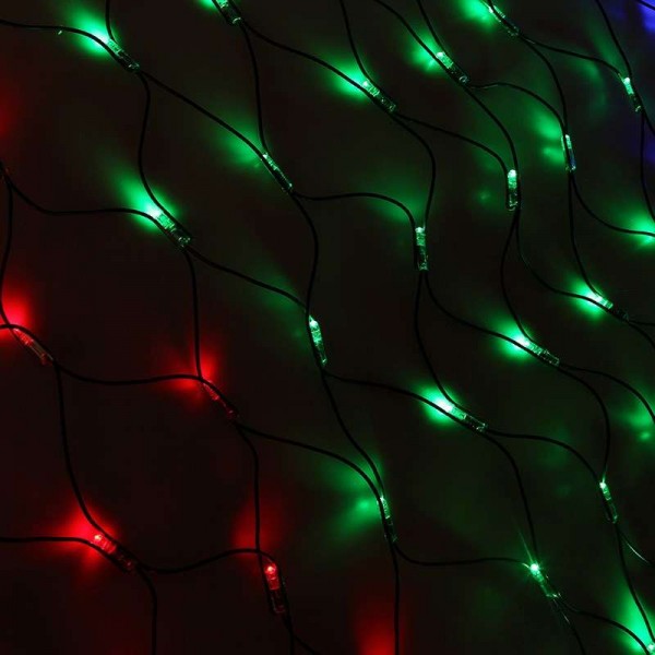  Гирлянда "Сеть" 2x1.5м 288LED мультиколор провод черн. каучук Neon-Night 217-119 
