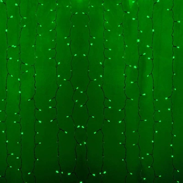  Гирлянда "Светодиодный Дождь" 2х1.5м постоянное свечение 360LED зел. 230В провод прозр. Neon-Night 235-304 