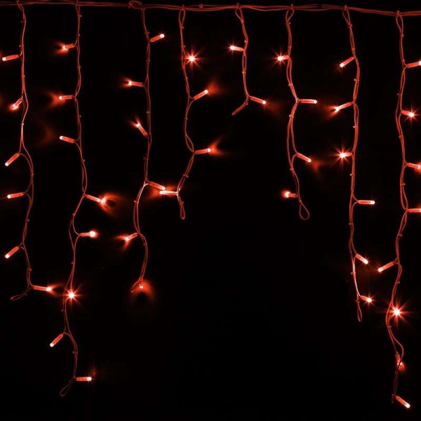  Гирлянда "Айсикл" (бахрома) 5.6х0.9м 240LED красн. 230В провод бел. каучук Neon-Night 255-282 