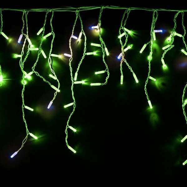  Гирлянда "Айсикл" (бахрома) 4.8х0.6м 176LED зел. эффект мерцания 220В провод бел. Neon-Night 255-164 