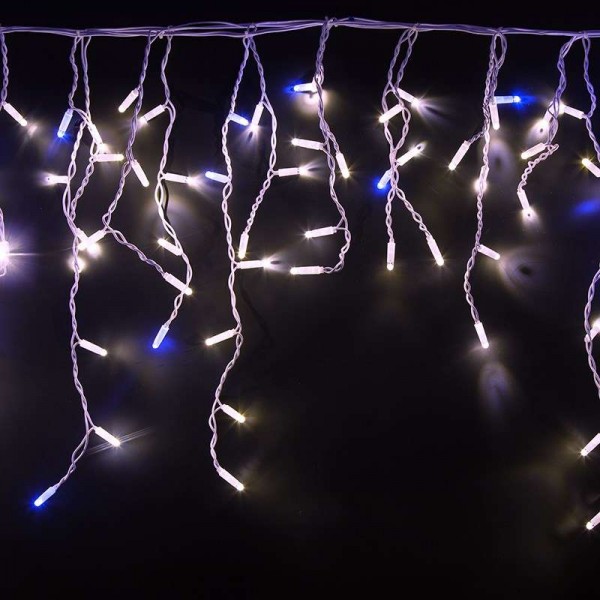  Гирлянда "Айсикл" (бахрома) 4.8х0.6м 176LED бел. эффект мерцания 220В провод бел. Neon-Night 255-165 