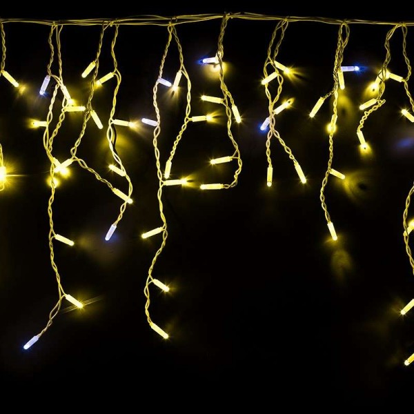  Гирлянда "Айсикл" (бахрома) 4.8х0.6м 176LED желт. эффект мерцания 220В провод бел. Neon-Night 255-161 