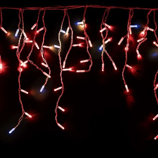  Гирлянда "Айсикл" (бахрома) 4.8х0.6м 176LED красн. эффект мерцания 220В провод бел. Neon-Night 255-162 