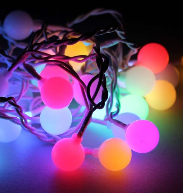  Гирлянда светодиодная 100LED Шарики 2.5см провод 13м IP44 удлинение до 4шт. мигание мультиколор Космос KOC_GIR100BallRGB_IP 