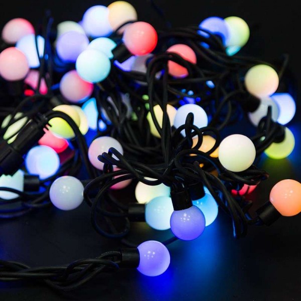  Гирлянда "Мультишарики" d23мм 10м 80LED RGB свечение с динамикой провод черн. каучук Neon-Night 303-599 