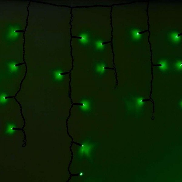  Гирлянда "Айсикл" (бахрома) 2.4х0.6м 88LED зел. 230В провод черн. Neon-Night 255-044 