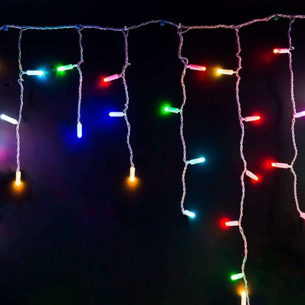  Гирлянда "Айсикл" (бахрома) 4.8х0.6м 176LED RGB 230В провод прозр. Neon-Night 245-209 