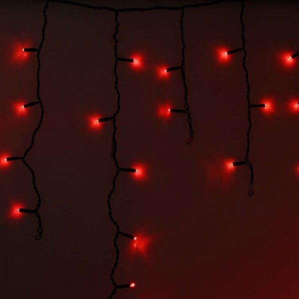  Гирлянда "Айсикл" (бахрома) 2.4х0.6м 88LED красн. 230В провод черн. Neon-Night 255-042 