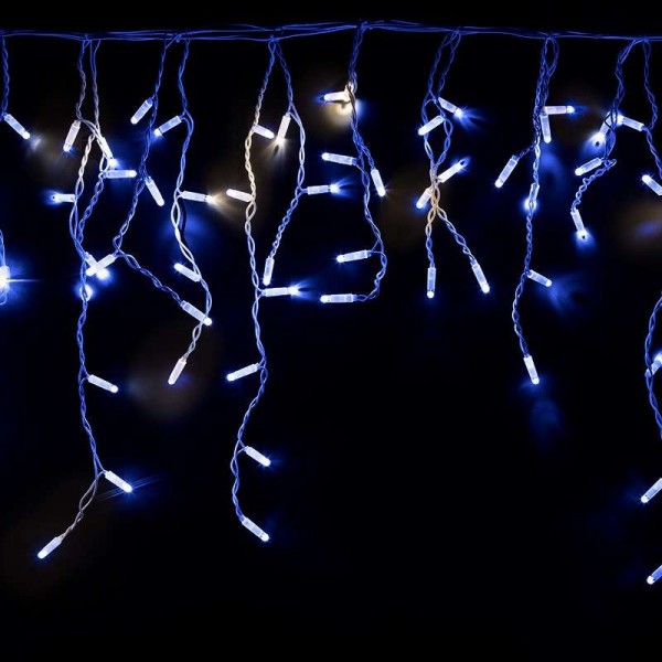  Гирлянда "Айсикл" (бахрома) 4.8х0.6м 176LED син. эффект мерцания 220В провод бел. Neon-Night 255-163 