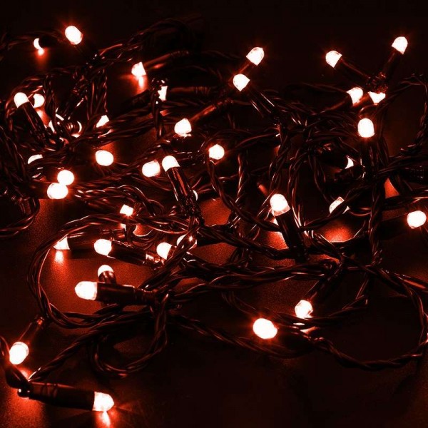  Гирлянда "Нить" 10м постоянное свечение красн. 24В провод черн. Neon-Night 305-142 