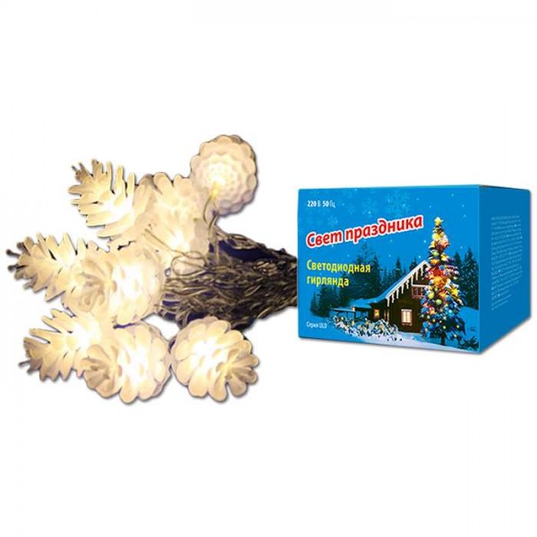  Гирлянда светодиодная «Шишки» ULD-S0280-020/DTA WARM WHITE IP20 PINE CONES 20LED (дл.2.8м) Uniel 9582 