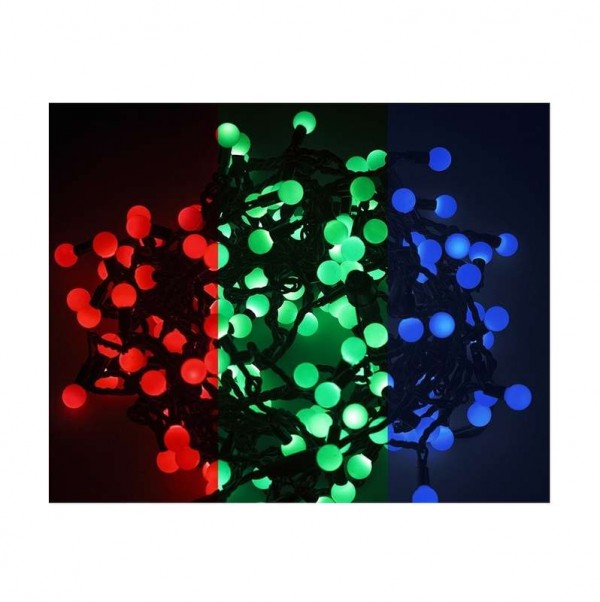  Гирлянда "LED ШАРИКИ" 10м d=10мм 80LED RGB провод черн. ПВХ 10Вт 220В IP44 NEON-NIGHT 303-519 