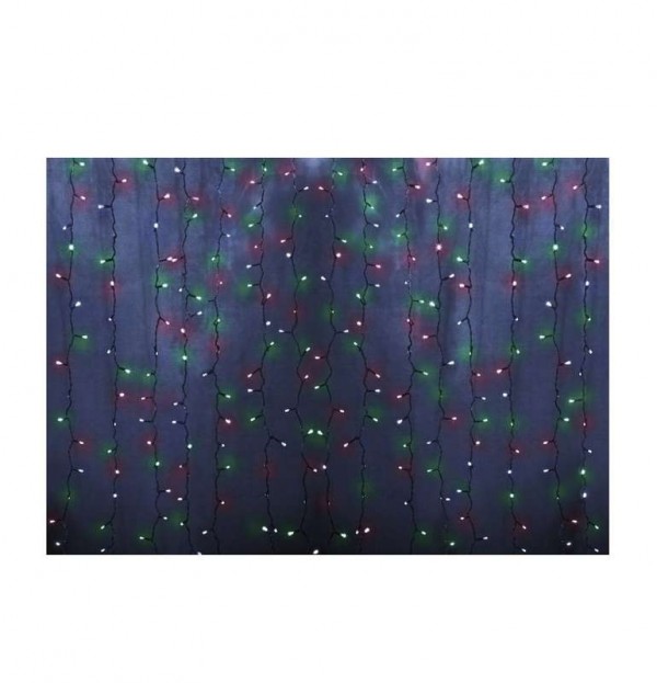  Гирлянда Дождь "ПЛЕЙ-ЛАЙТ" 2х1.5м 192LED 12Вт 220В IP44 фиксинг RGB силикон. провод NEON-NIGHT 235-309-6 