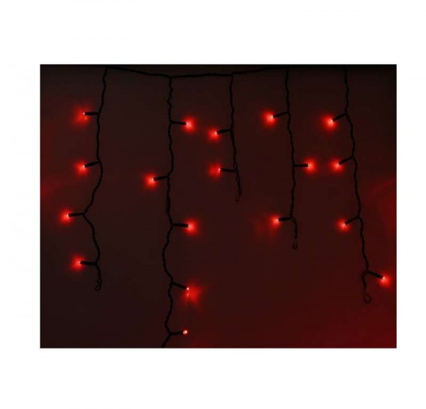  Гирлянда "Айсикл" (бахрома) 4.8х0.6м 176LED красн. 11Вт 220В IP44 провод черн. Neon-Night 255-132 