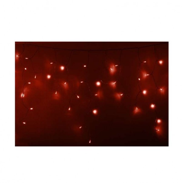 Гирлянда "Айсикл" (бахрома) 4.8х0.6м 176LED красн. 11Вт 220В IP44 провод прозр. Neon-Night 255-142 
