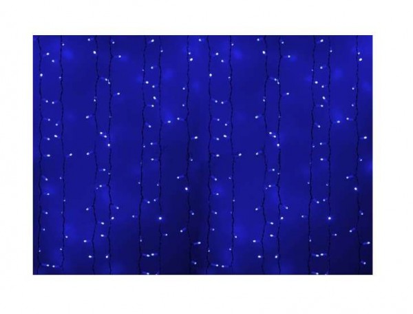  Гирлянда Дождь "ПЛЕЙ-ЛАЙТ" 2х1.5м 360LED 22Вт 230В IP44 син.; фиксинг бел. провод NEON-NIGHT 235-113 