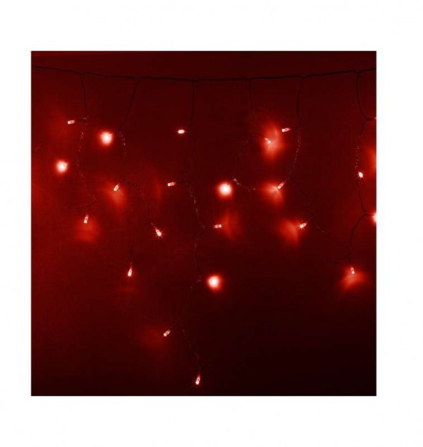  Гирлянда "Айсикл" (бахрома) 2.4х0.6м 88LED красн. 230В провод прозр. Neon-Night 255-052 