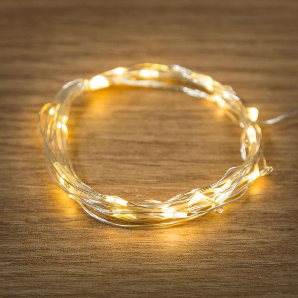  Гирлянда "Роса" 2м 20LED тепл. бел. тонкий батарейный блок NEON-NIGHT 303-006-1 