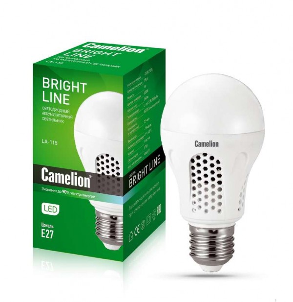  Светильник LA-115 аккумуляторный с цоколем E27 18LED Li-ion 220В Camelion 13151 
