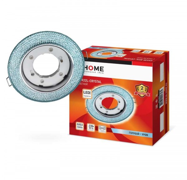  Светильник GX53R-R22L-crystal GX53 230В встраиваемый с подсветкой голуб./хром IN HOME 4690612016535 