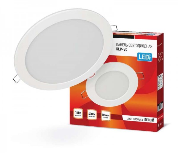  Светильник светодиодный RLP-VC 18Вт 230В 4000К 1440лм 185мм бел. (Аналог Downlight) IP40 IN HOME 4690612023373 