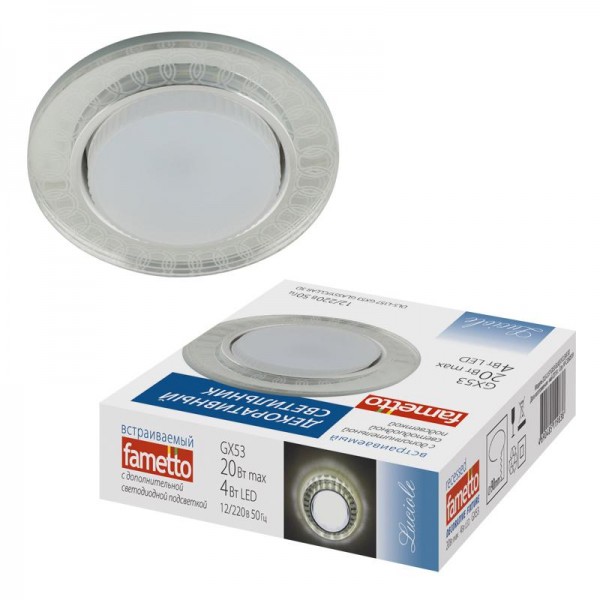  Светильник декоративный встраиваемый DLS-L157 GX53 GLASSY/CLEAR 3D без лампы цоколь GX53 доп. светодиодная подсветка 4Вт Fametto UL-00005322 