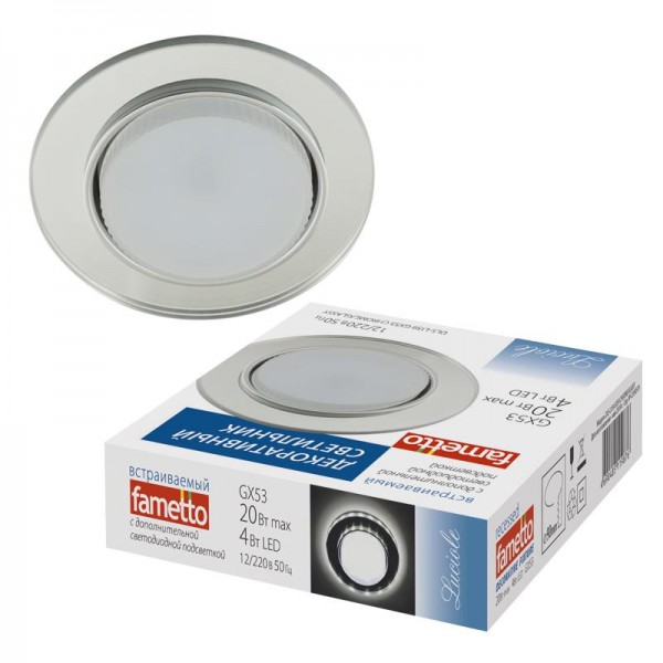  Светильник декоративный встраиваемый DLS-L159 GX53 CHROME/GLASSY без лампы цоколь GX53 доп. светодиодная подсветка 4Вт Fametto UL-00005324 