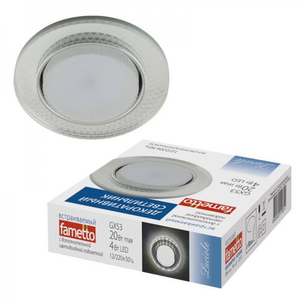  Светильник декоративный встраиваемый DLS-L156 GX53 GLASSY/CLEAR 3D без лампы цоколь GX53 доп светодиодная подсветка 4Вт Fametto UL-00005321 