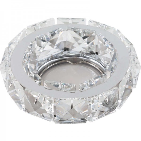  Светильник декоративный встраиваемый DLS-P111 GU5.3 CHROME/CLEAR "Peonia" без лампы цоколь GU5.3 основание металл; хром; отделка стекло прозр. Fametto 10733 
