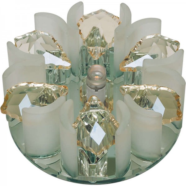  Светильник декоративный встраиваемый DLS-F120 G4 GLASSY/CLEAR+CHAMPAGNE "Fiore" без лампы G4 основание стекло; зеркальн.; отделка кристалл прозр. с элементами цвета шампань Fametto 10638 