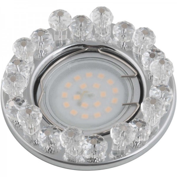  Светильник декоративный встраиваемый DLS-P118 GU5.3 CHROME/CLEAR "Peonia" без лампы цоколь GU5.3 основание металл; хром; отделка стекло прозр. Fametto 10553 