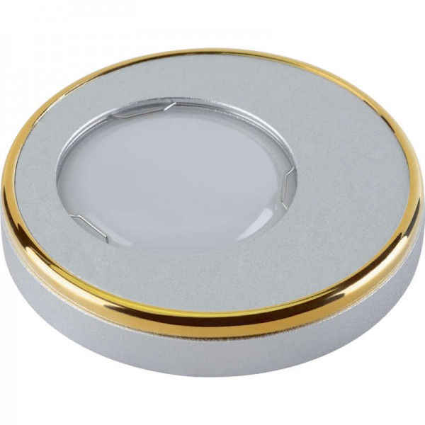  Светильник декоративный встраиваемый DLS-V104 GU5.3 SAND SILVER+GOLD "Vernissage" без лампы GU5.3 металл; мат. серебр.; отделка кольцо; зол. литой Fametto 10735 