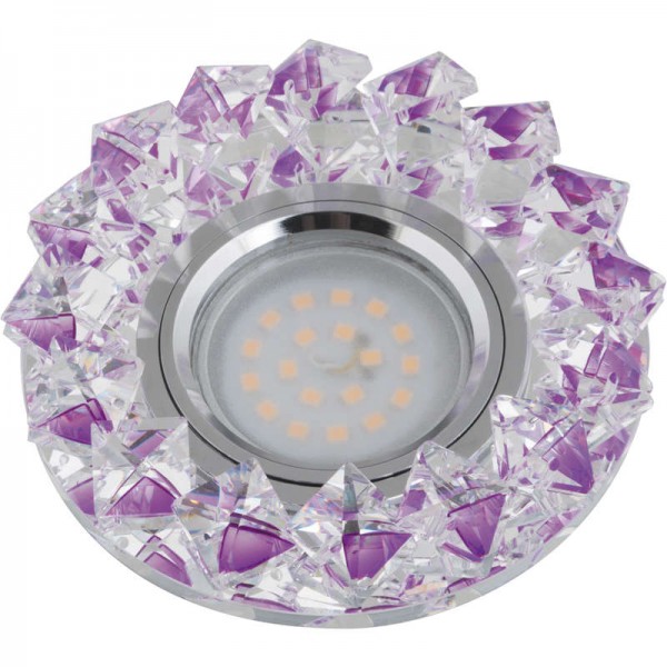  Светильник декоративный встраиваемый DLS-P117 GU5.3 CHROME/PURPLE "Peonia" без лампы GU5.3 основание металл; хром; отделка кристалл фиолет. Fametto 10552 