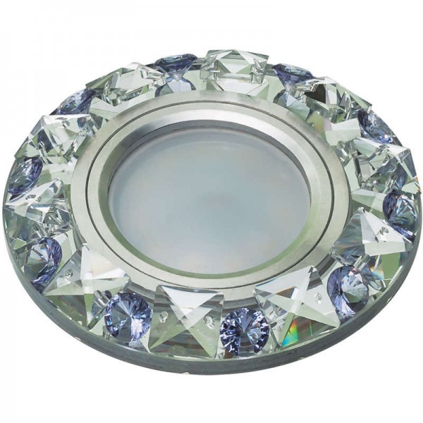  Светильник декоративный встраиваемый DLS-P123 GU5.3 CHROME/CLEAR+PURPLE "Peonia". без лампыGU5.3. основание металл; хром; отделка кристалл. прозр. с элементами фиолет. Fametto 10644 