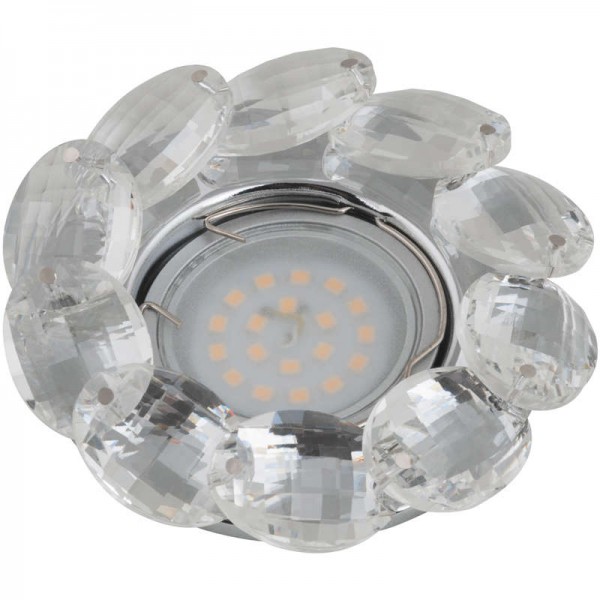  Светильник декоративный встраиваемый DLS-P114 GU5.3 CHROME/CLEAR "Peonia" без лампы GU5.3 основание металл; хром; отделка кристалл прозр. Fametto 10547 