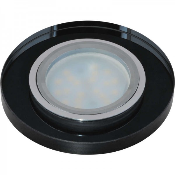  Светильник декоративный встраиваемый DLS-P106 GU5.3 CHROME/BLACK "Peonia" без лампы GU5.3 основание металл; хром; отделка стекло черн. Fametto 09995 
