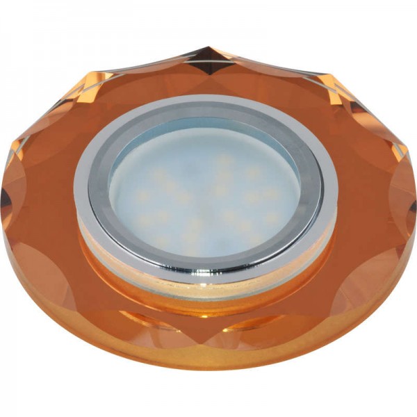 Светильник декоративный встраиваемый многоугольник DLS-P105 GU5.3 CHROME/BRONZE "Peonia" без лампы GU5.3 основание металл; хром; отделка стекло бронза Fametto 09990 