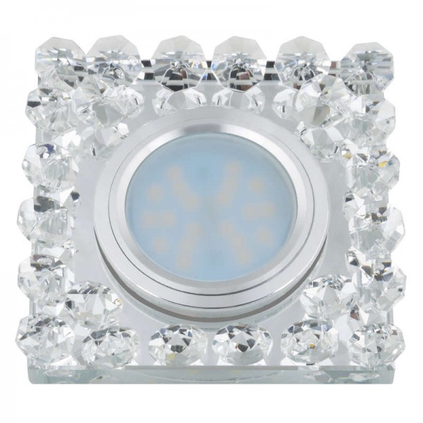  Светильник декоративный встраиваемый DLS-L131 GU5.3 CHROME/CLEAR "Luciole" без лампы GU5.3 доп. светодиод. подсветка 3Вт основание металл; хром; отделка стекло бел. Fametto UL-00002714 